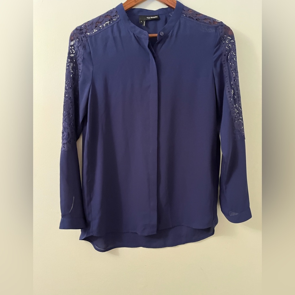 The Kooples Lace Cut Out Long Sleeve Blouse Size S
